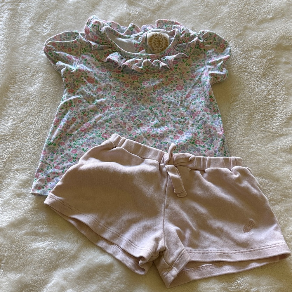 TBBC Floral Ruffle Top and Pink Shorts Set